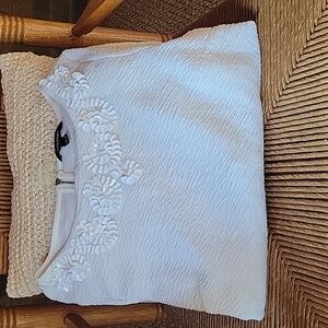 Banana Republic sequined blouse, white, size M